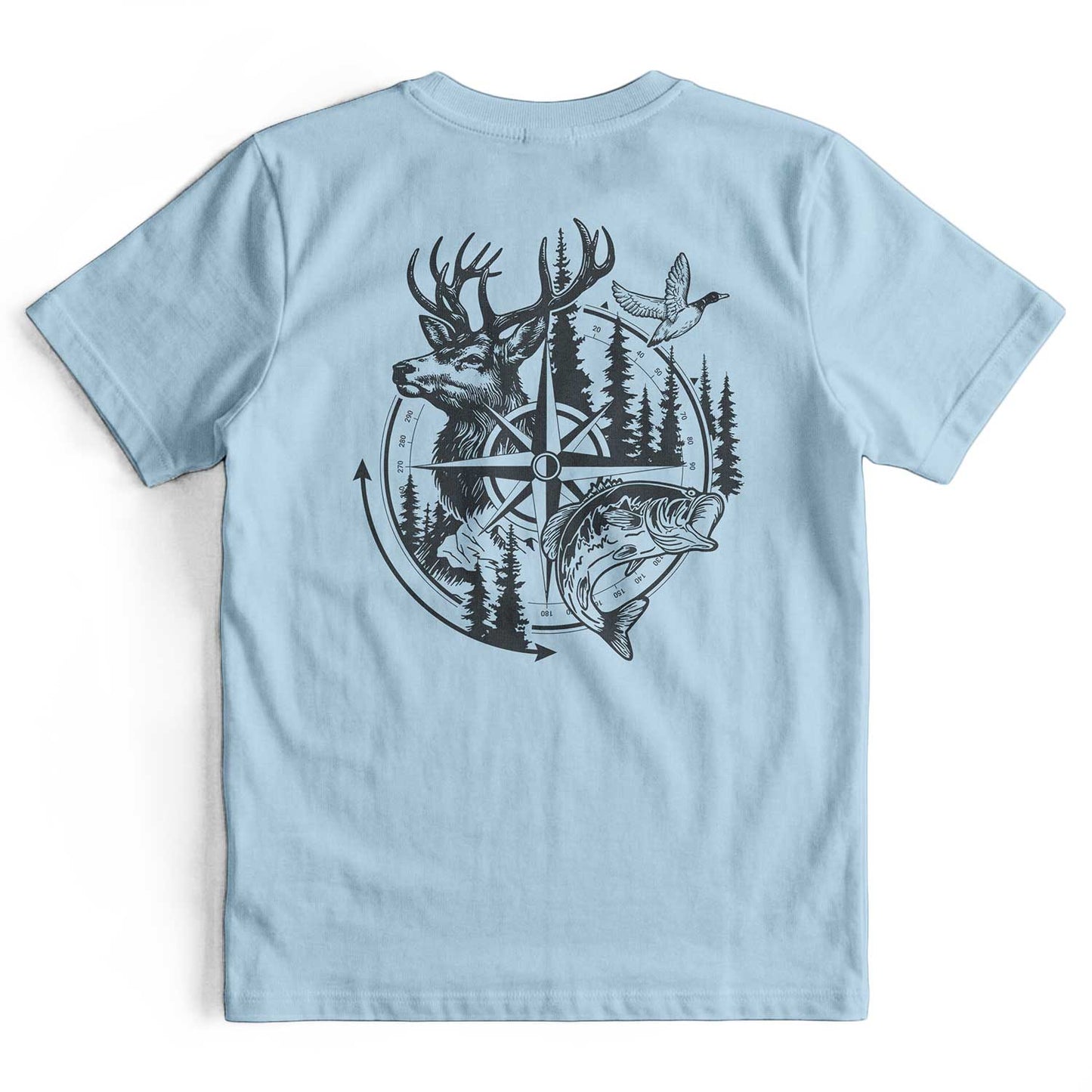 Compass Hunting Art Deer Fish T-Shirt