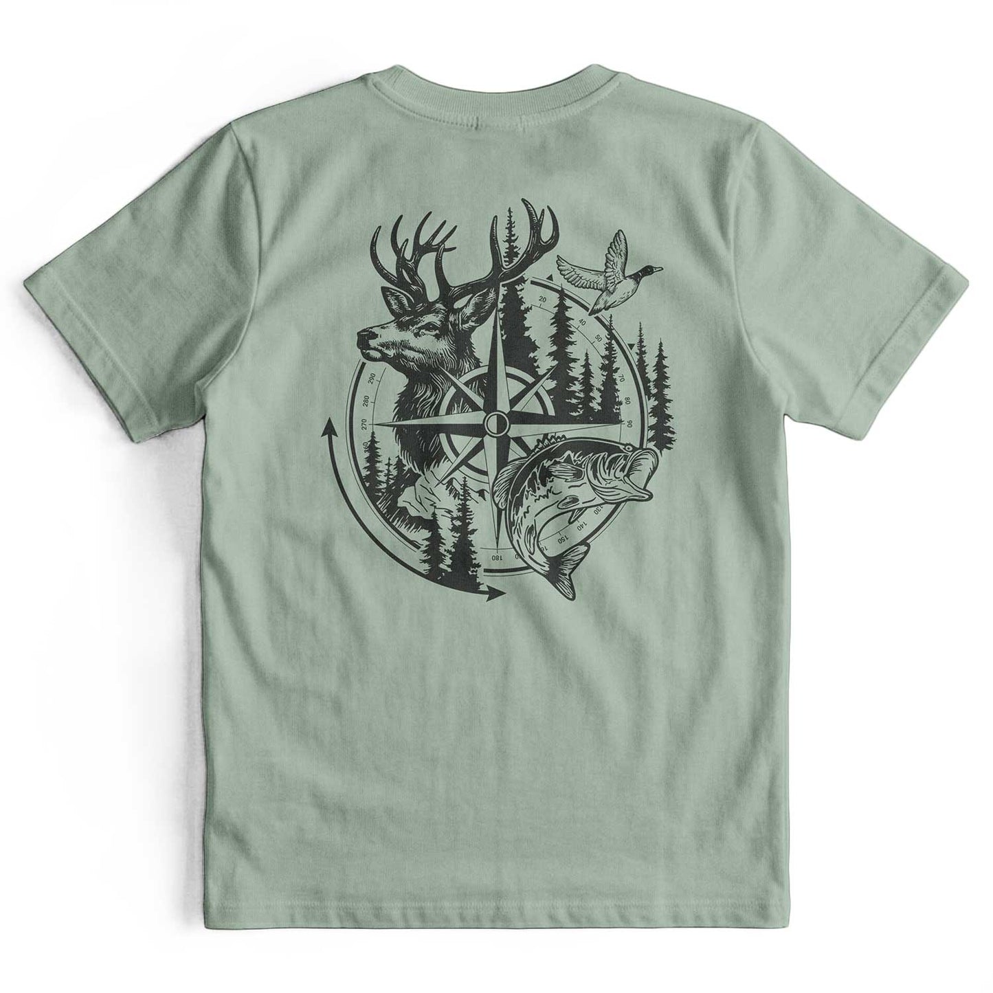 Compass Hunting Art Deer Fish T-Shirt