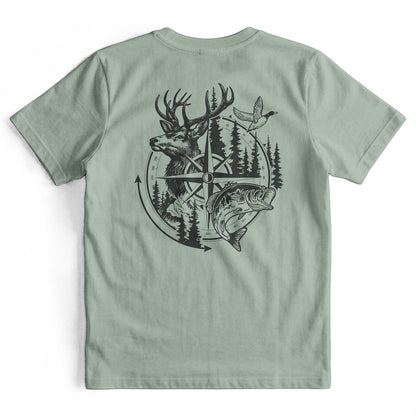 Compass Hunting Art Deer Fish T-Shirt