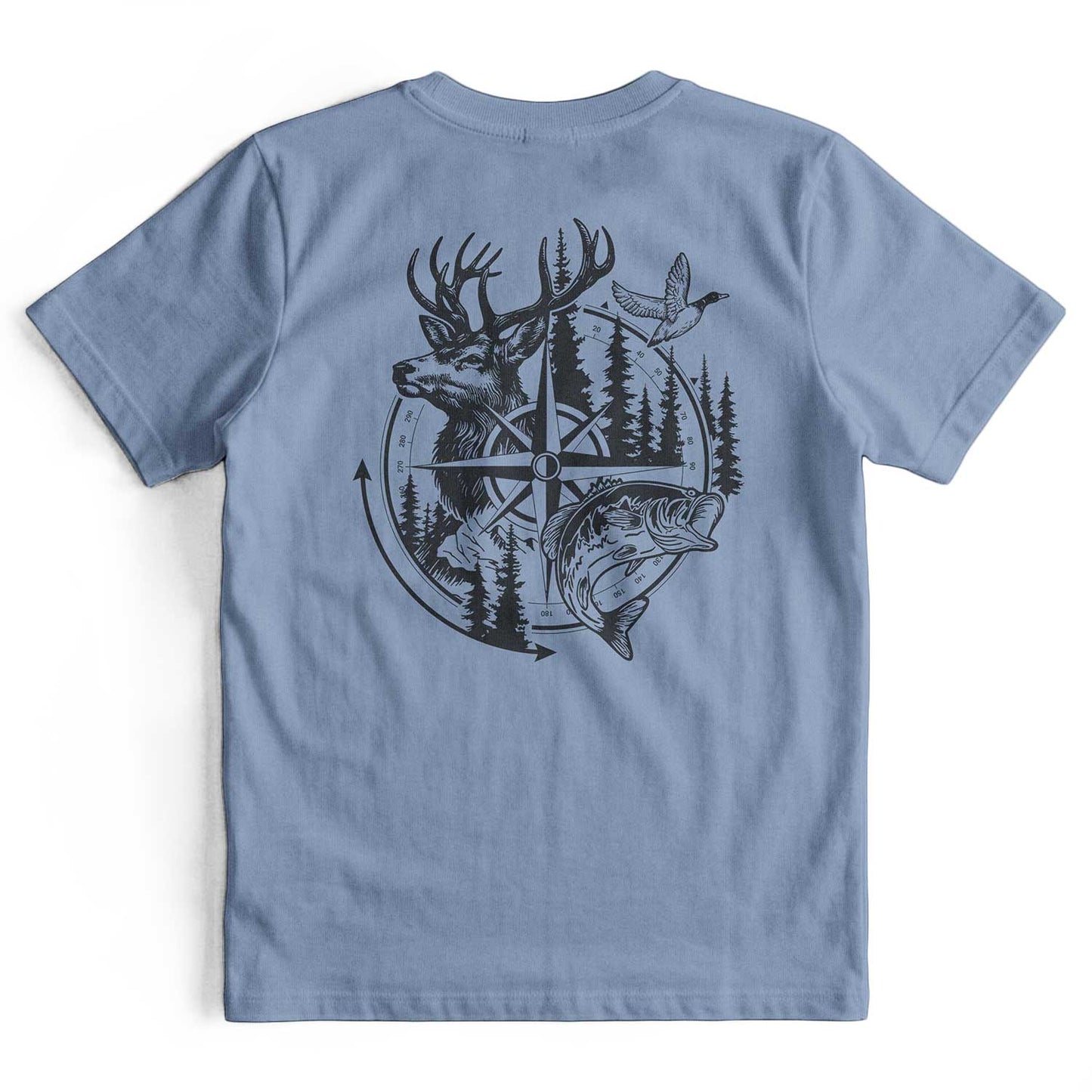 Compass Hunting Art Deer Fish T-Shirt