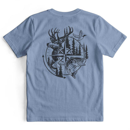 Compass Hunting Art Deer Fish T-Shirt