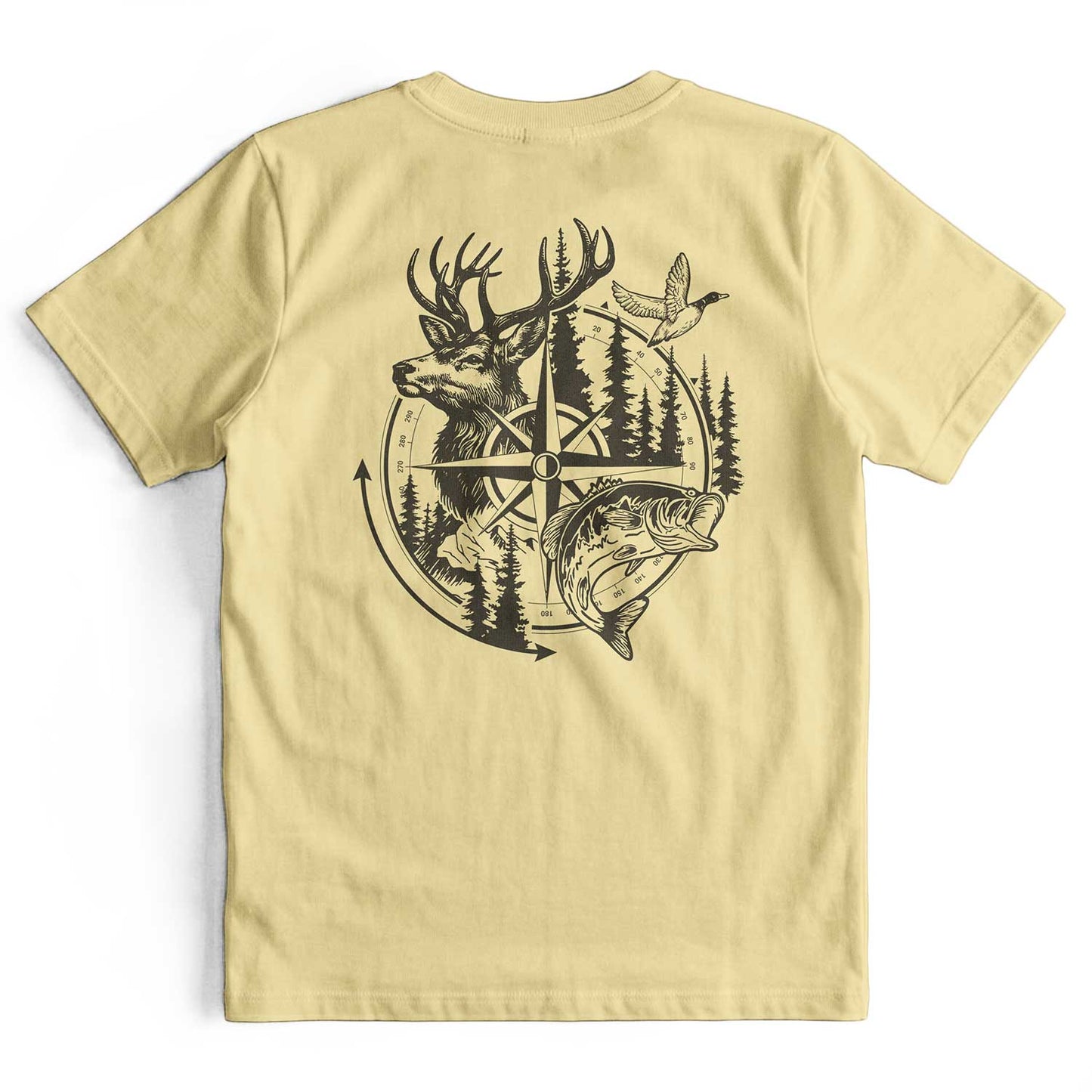 Compass Hunting Art Deer Fish T-Shirt