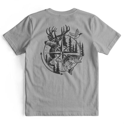Compass Hunting Art Deer Fish T-Shirt