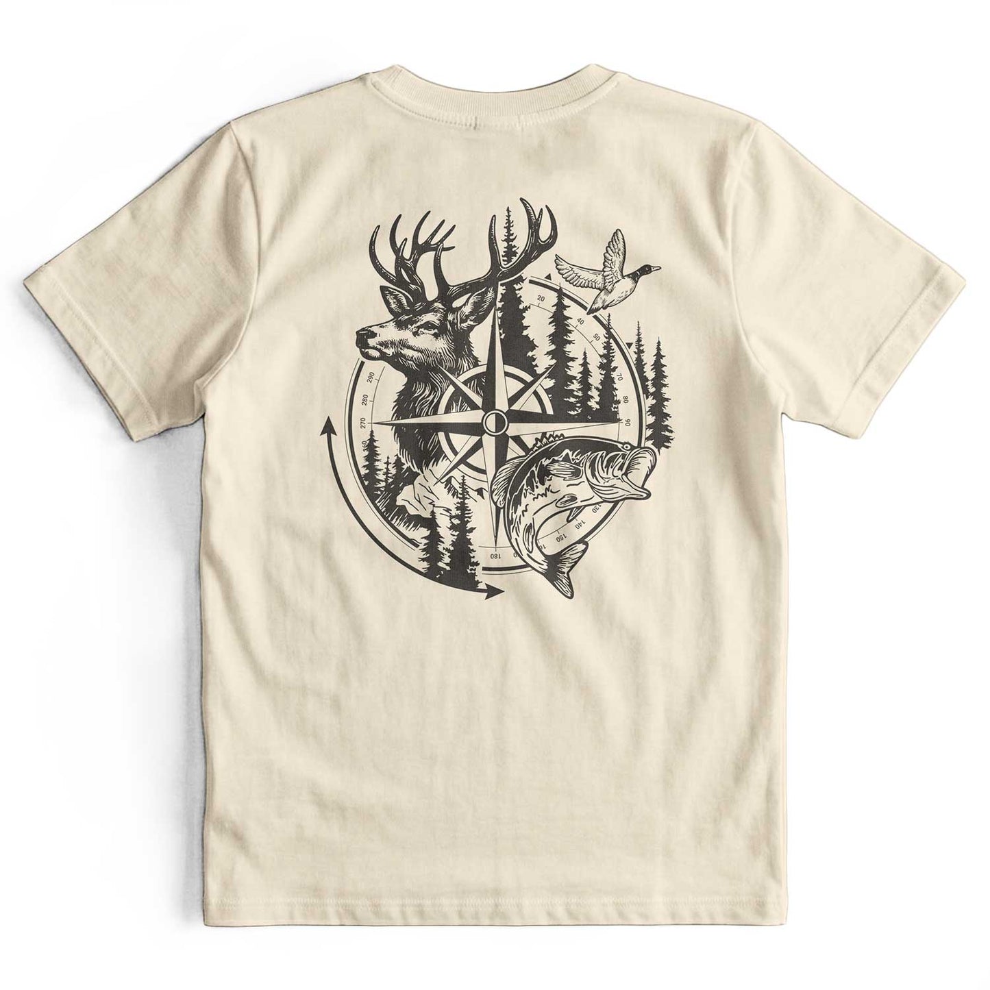 Compass Hunting Art Deer Fish T-Shirt