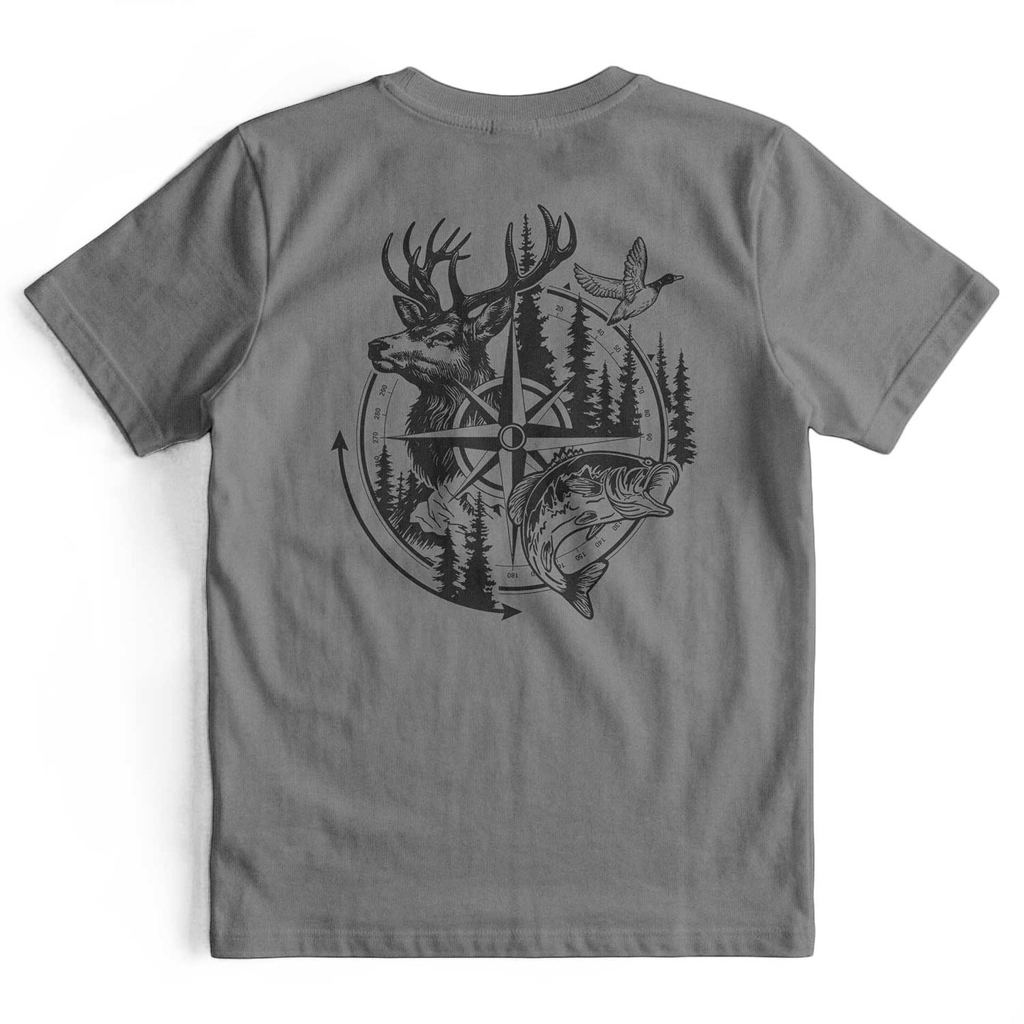 Compass Hunting Art Deer Fish T-Shirt