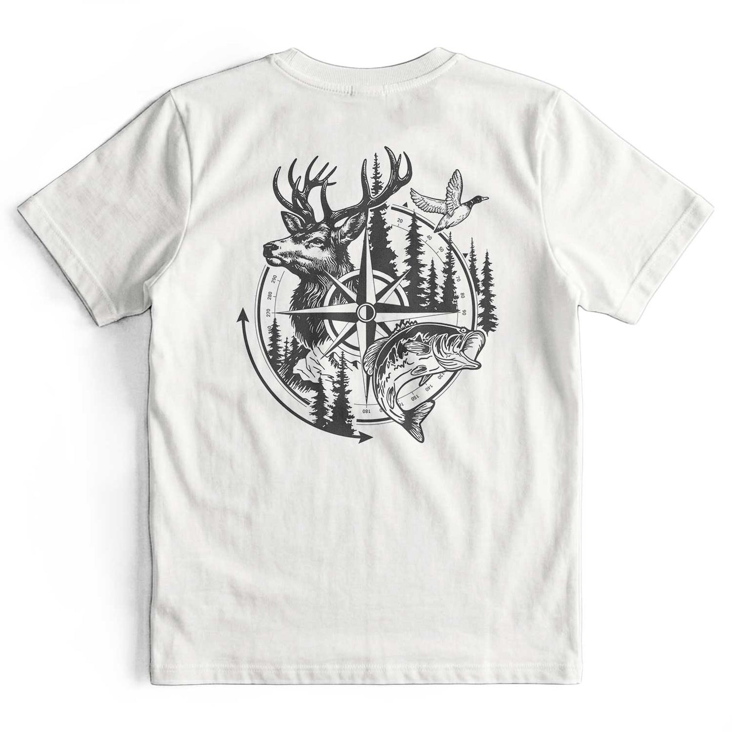 Compass Hunting Art Deer Fish T-Shirt