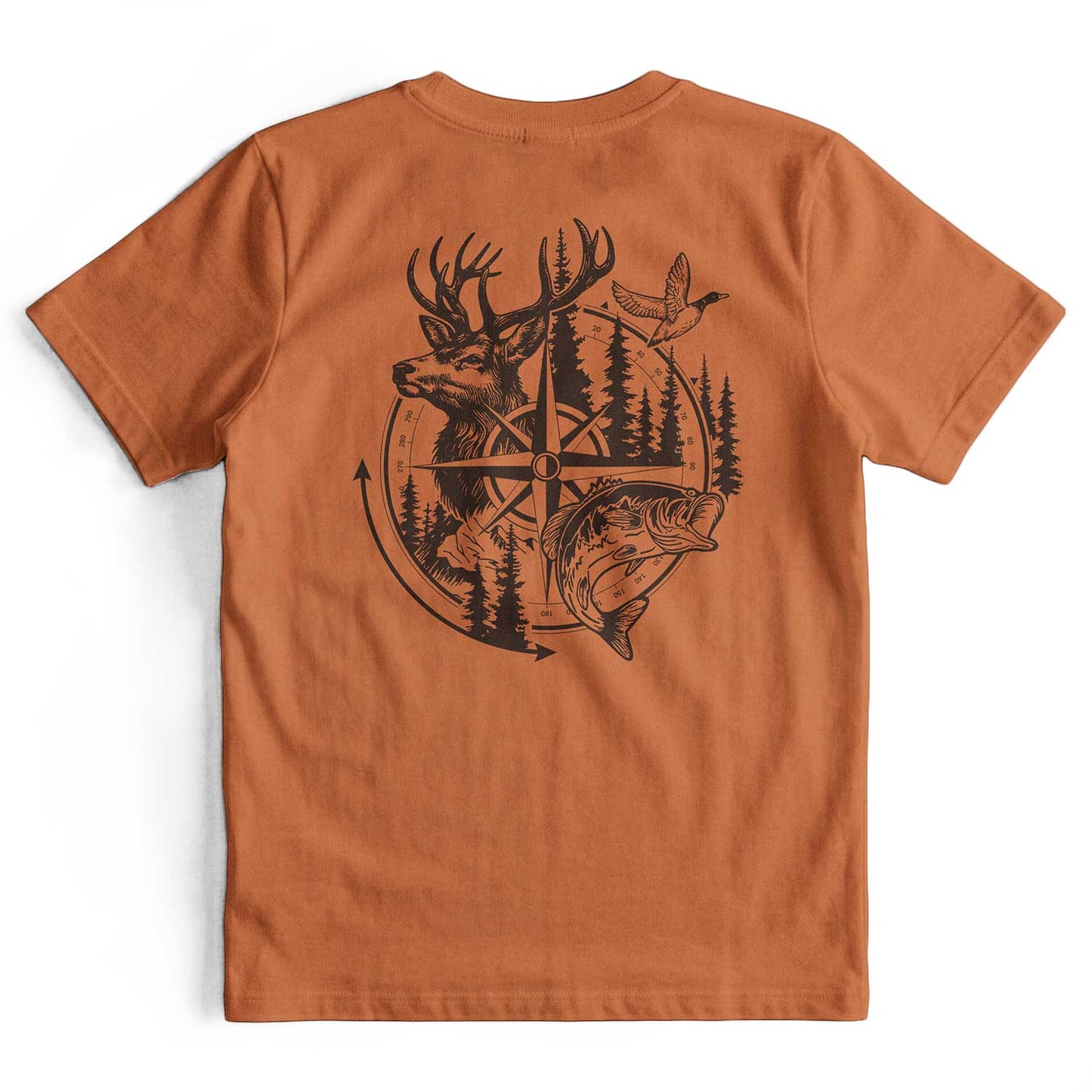 Compass Hunting Art Deer Fish T-Shirt