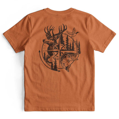 Compass Hunting Art Deer Fish T-Shirt