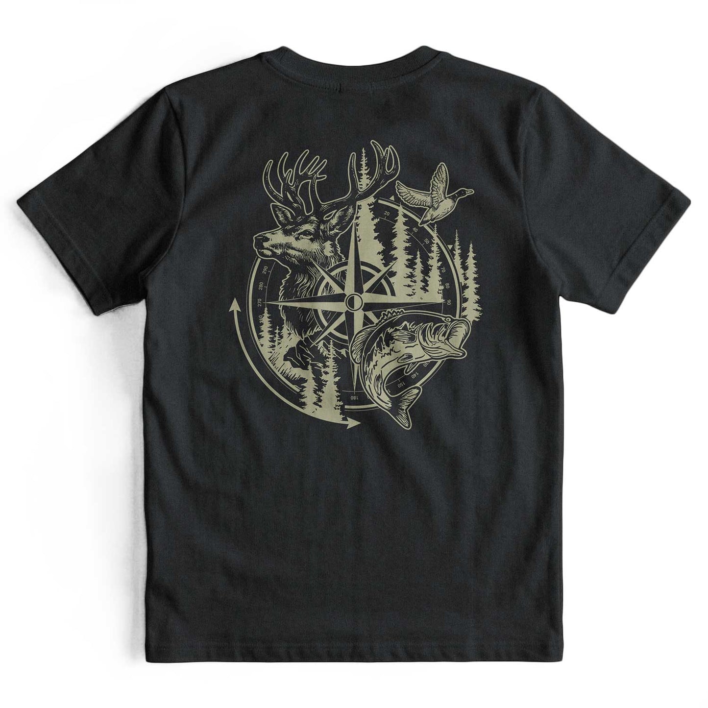 Compass Hunting Art Deer Duck Fishing T-Shirt