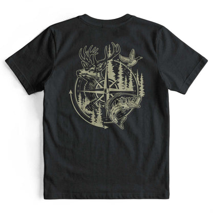 Compass Hunting Art Deer Duck Fishing T-Shirt