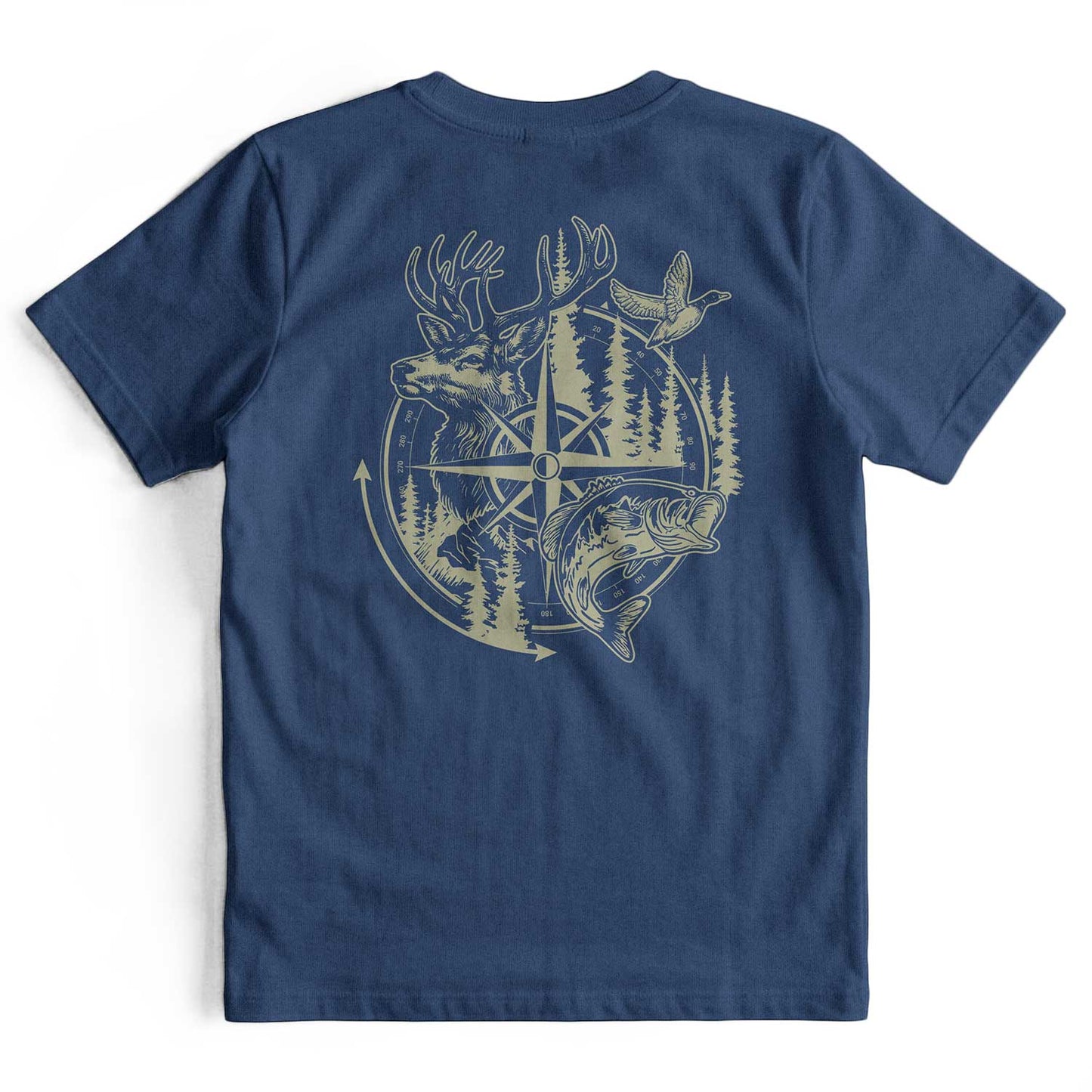 Compass Hunting Art Deer Duck Fishing T-Shirt