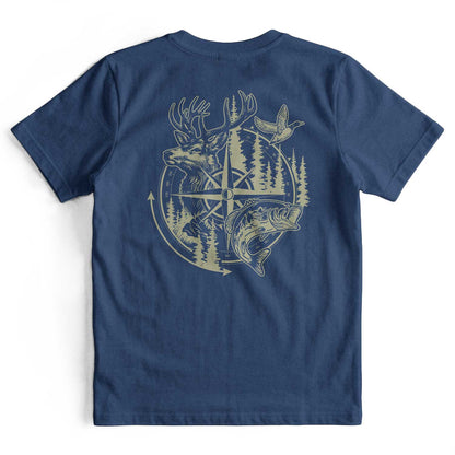 Compass Hunting Art Deer Duck Fishing T-Shirt