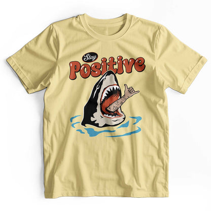 Stay Positive: Retro 90s Shark Beach T-Shirt