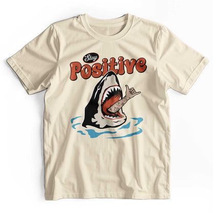 Stay Positive: Retro 90s Shark Beach T-Shirt