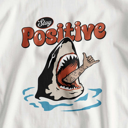 Stay Positive: Retro 90s Shark Beach T-Shirt
