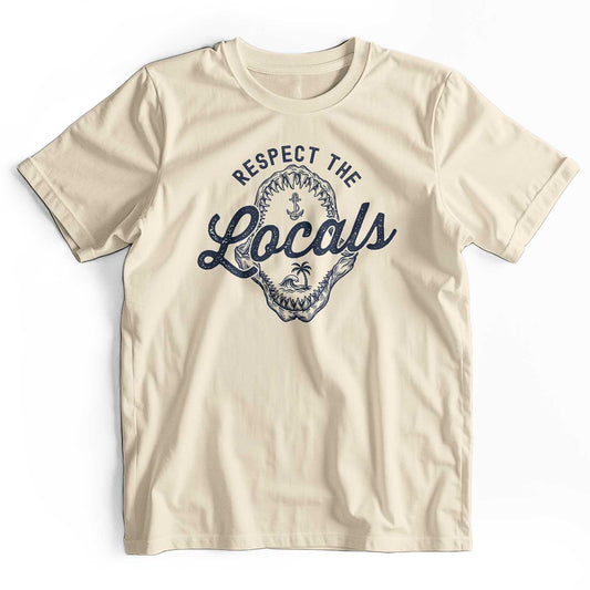 Respect The Locals: Retro Shark Jaw Beach T-Shirt