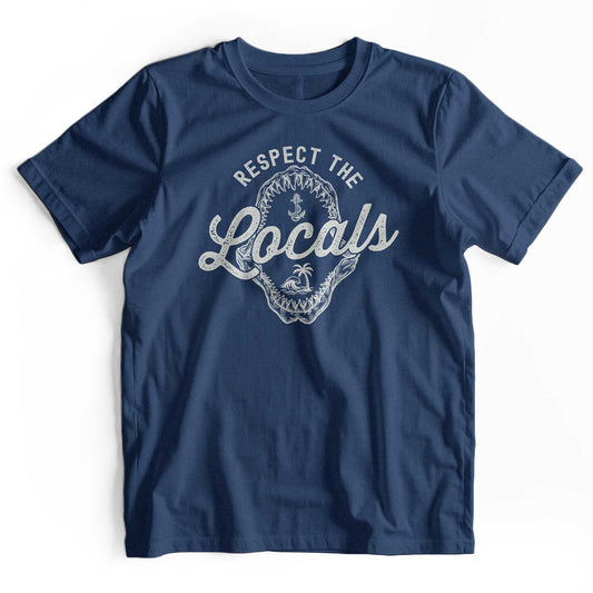 Respect The Locals: Retro Shark Jaw Beach T-Shirt
