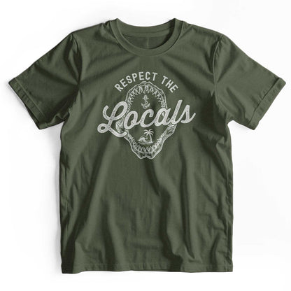 Respect The Locals: Retro Shark Jaw Beach T-Shirt