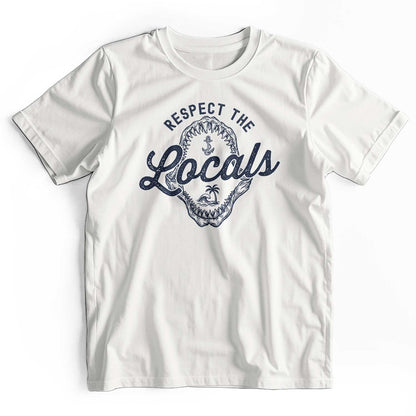 Respect The Locals: Retro Shark Jaw Beach T-Shirt