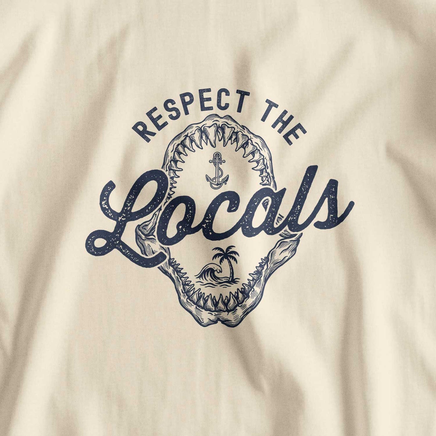 Respect The Locals: Retro Shark Jaw Beach T-Shirt